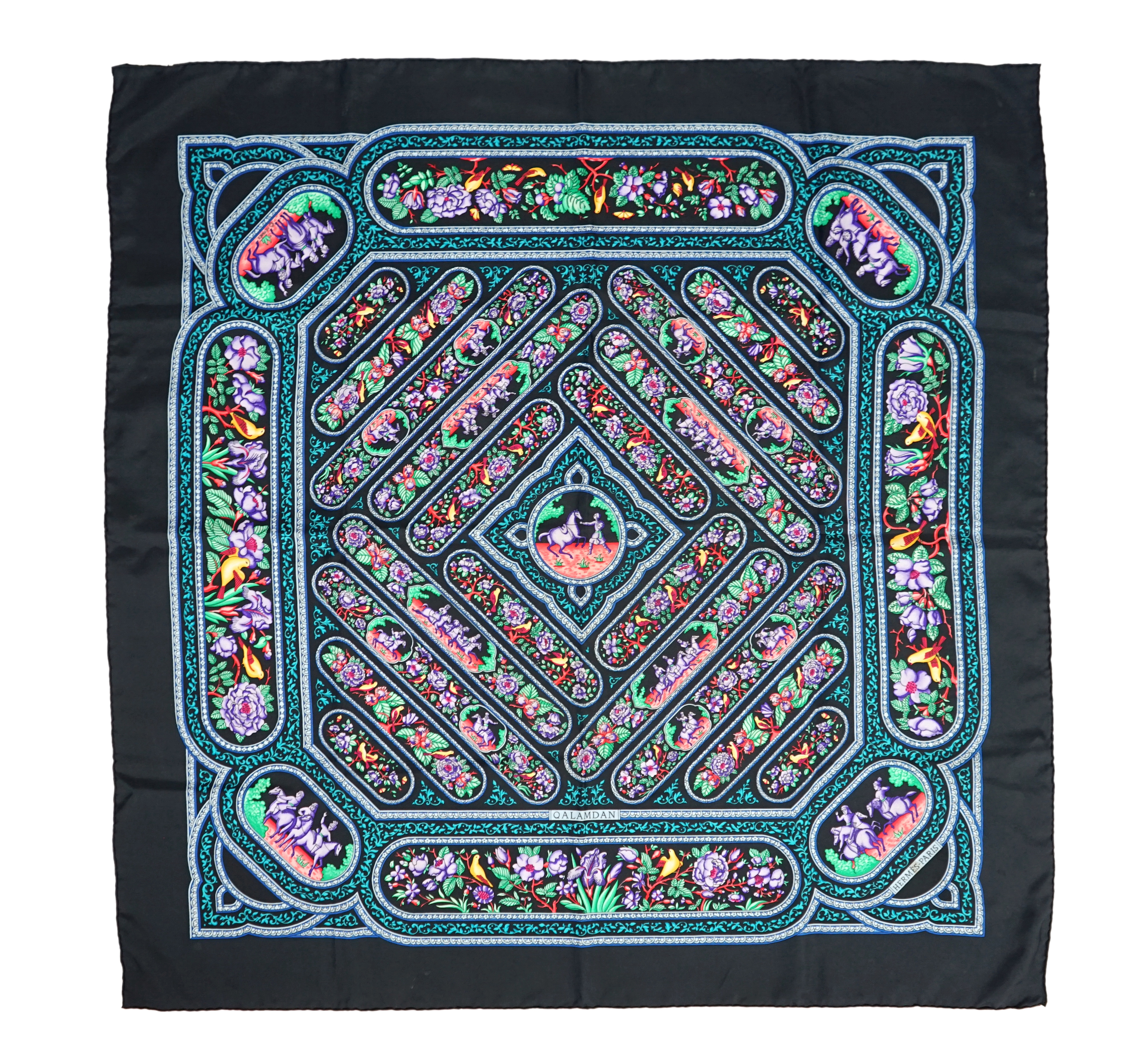 A Hermès silk scarf - Qalamdan by Catherine Baschet, c.1990, 90cm x 90cm